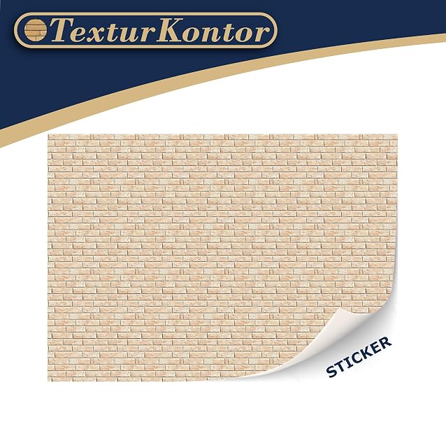 Foto 3 de 4 de 3 Hojas Autoadhesivas de Revestimiento de Pared para Casa de Muñecas Escala 1:12 (Ladrillos de Color Crema 1)