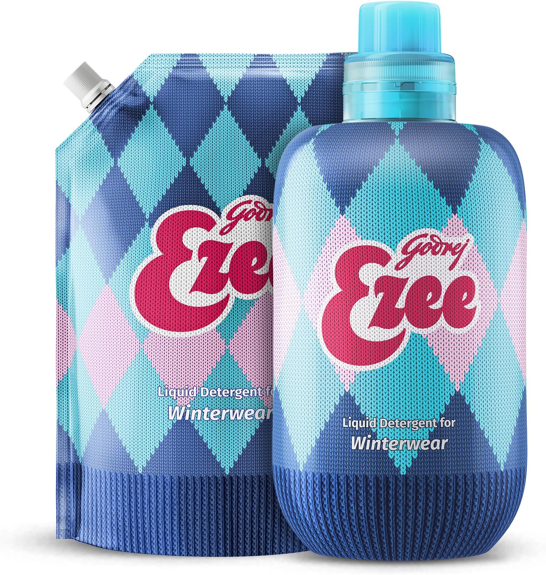 Godrej Ezee Liquid Detergent - 2kg (1 Bottle + 1 Refill) | for Winter-wear | Added Conditioner | No Soda Formula | Woolmark Certified
