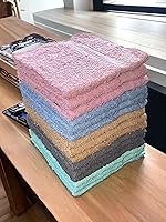 Vista 2 de Paquete de 15 paños 100% algodón extrasuaves, altamente absorbentes, lavables a máquina, tamaño 12 x 12 pulgadas, varios colores.