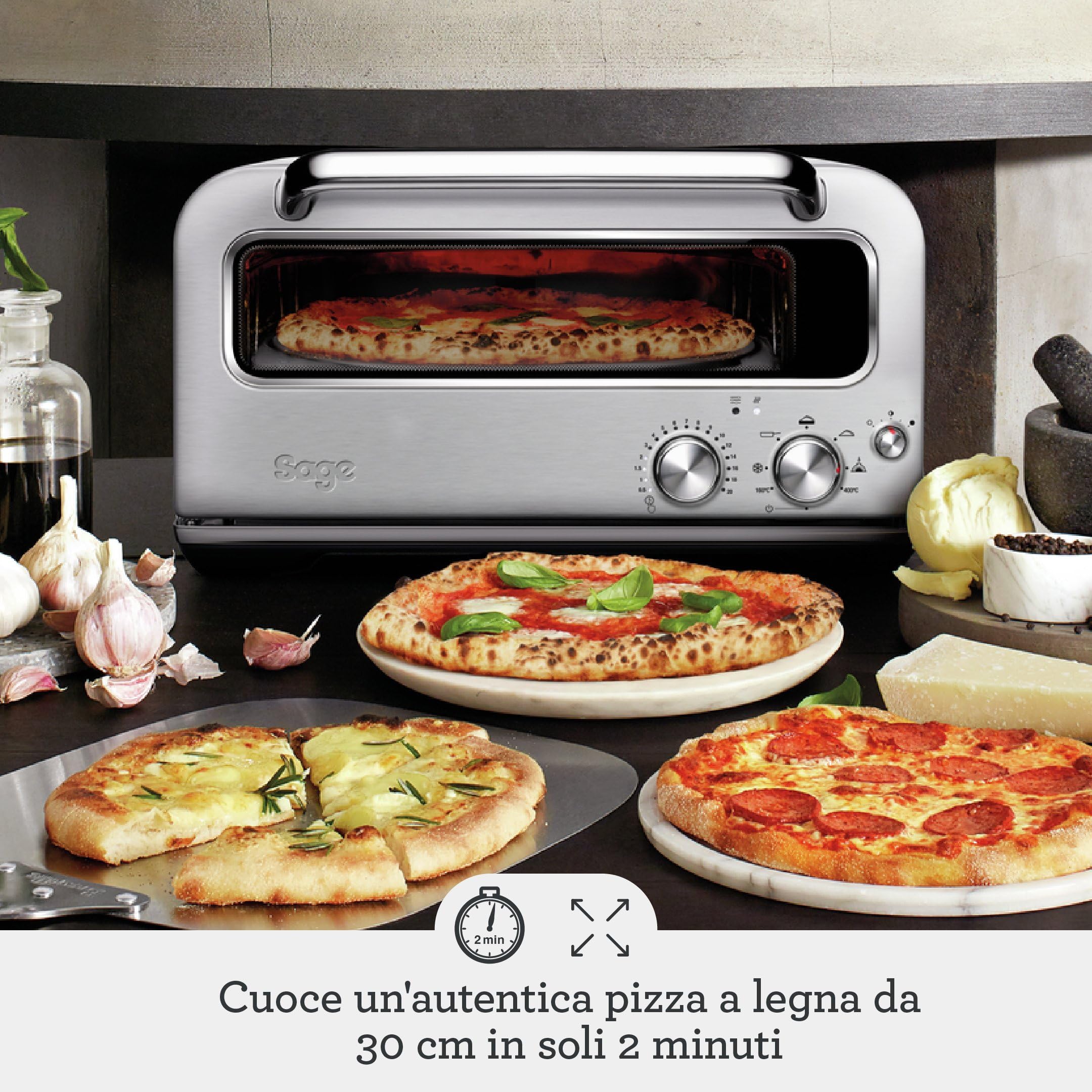 Sage The Smart Oven Pizzaiolo, Acciaio Inox Spazzolato