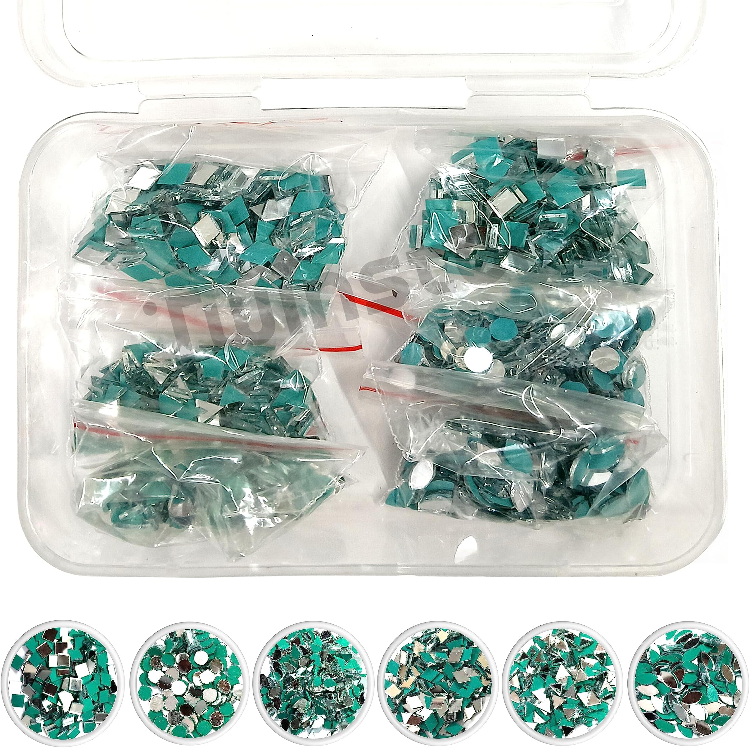 Twinster Mirror for Craft Work (6 Different Shapes 200 Pieces Each Shape) Best DIY Kit Mirrors Kit for Art and Craft