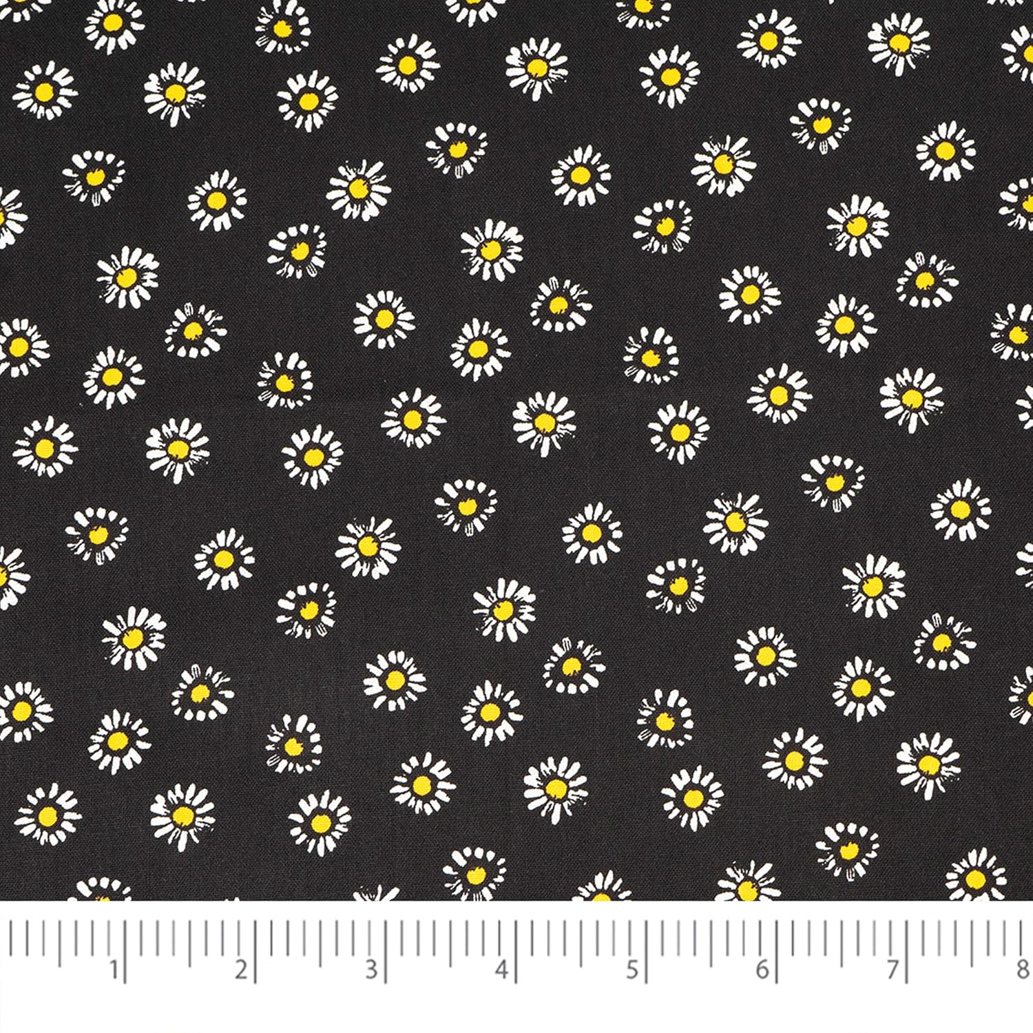 Singer, 100% Cotton, Daisys On Black