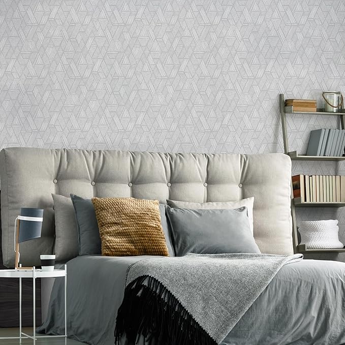 Superfresco Easy Grey Geometric Fabric Effect Textured Wallpaper