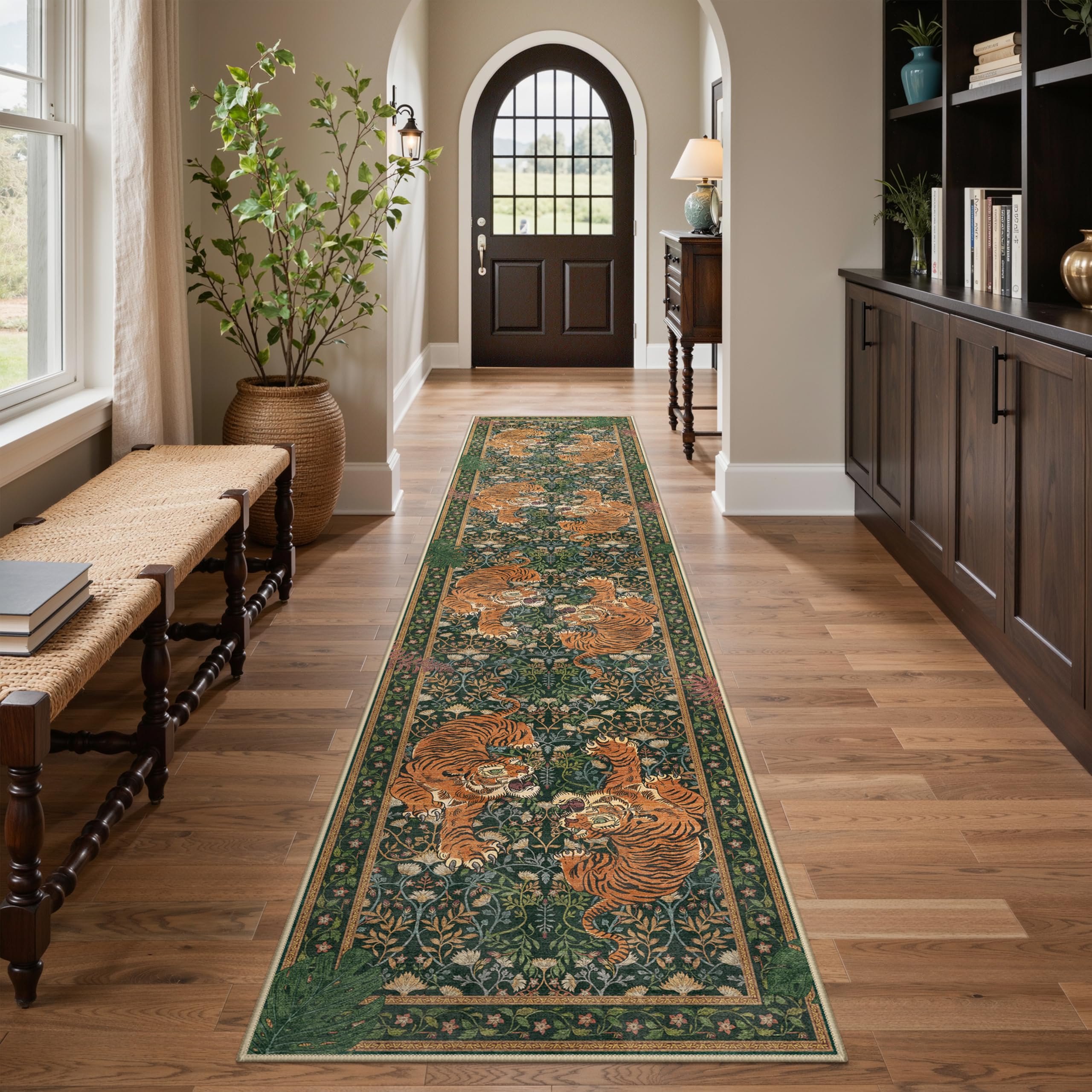 Bavni 2x10 Tiger Washable Runner Rugs for Hallway Kitchen Bathroom Non Slip