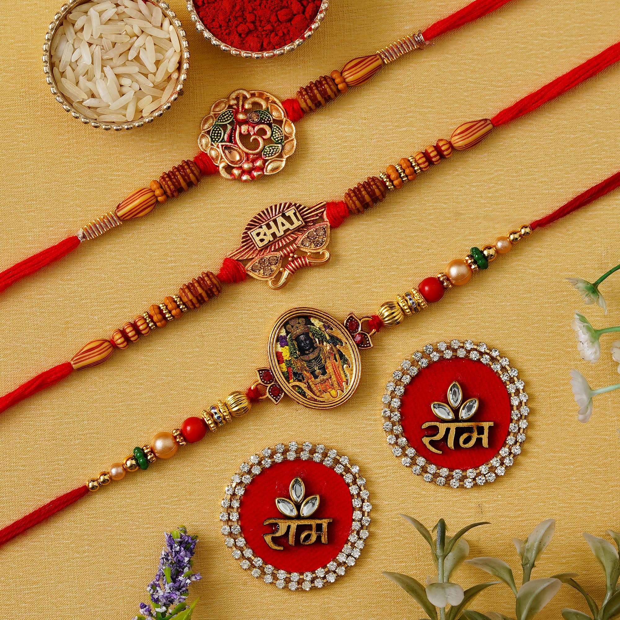 Webelkart Premium Set Of 3 Rakhi For Bhaiya Bhabhi With Ram Ram Wall Sticker | Rakhi For Brother And Kids| Rakhi For Brother and Bhabhi With Roli Chawal Pack Best Wishes Card For Rakshabandhan (B0CC9Q3TKZ) Amazon Price History, Amazon Price Tracker