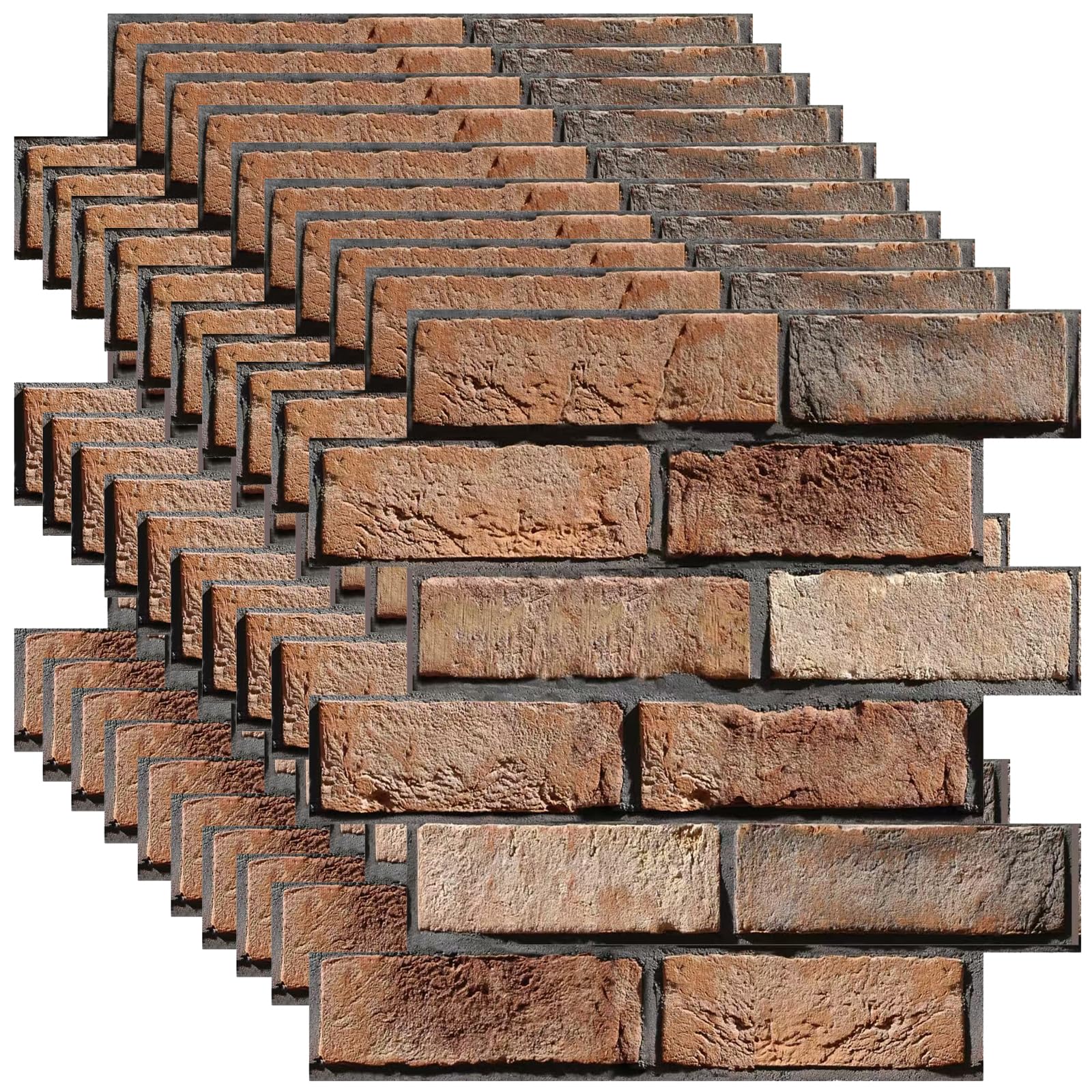 BIONSUIKIM 3D Wall Panels 10 Pack PVC Wall Panel Self Adhesive for Interior Wall Decor, 3D Wallpaper Waterproof for Bedroom Home Kitchen,Living Room,Office Decorate 11.81 * 11.81inch (Seamless Brick)