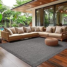 Outdoor Weatherproof Rug for Patio, Balcony, Garden, Kitchen, Plain Design, Flat Weave, Sisal Look, Washable Rug, Size: 160 x 230 cm, Colour: Black