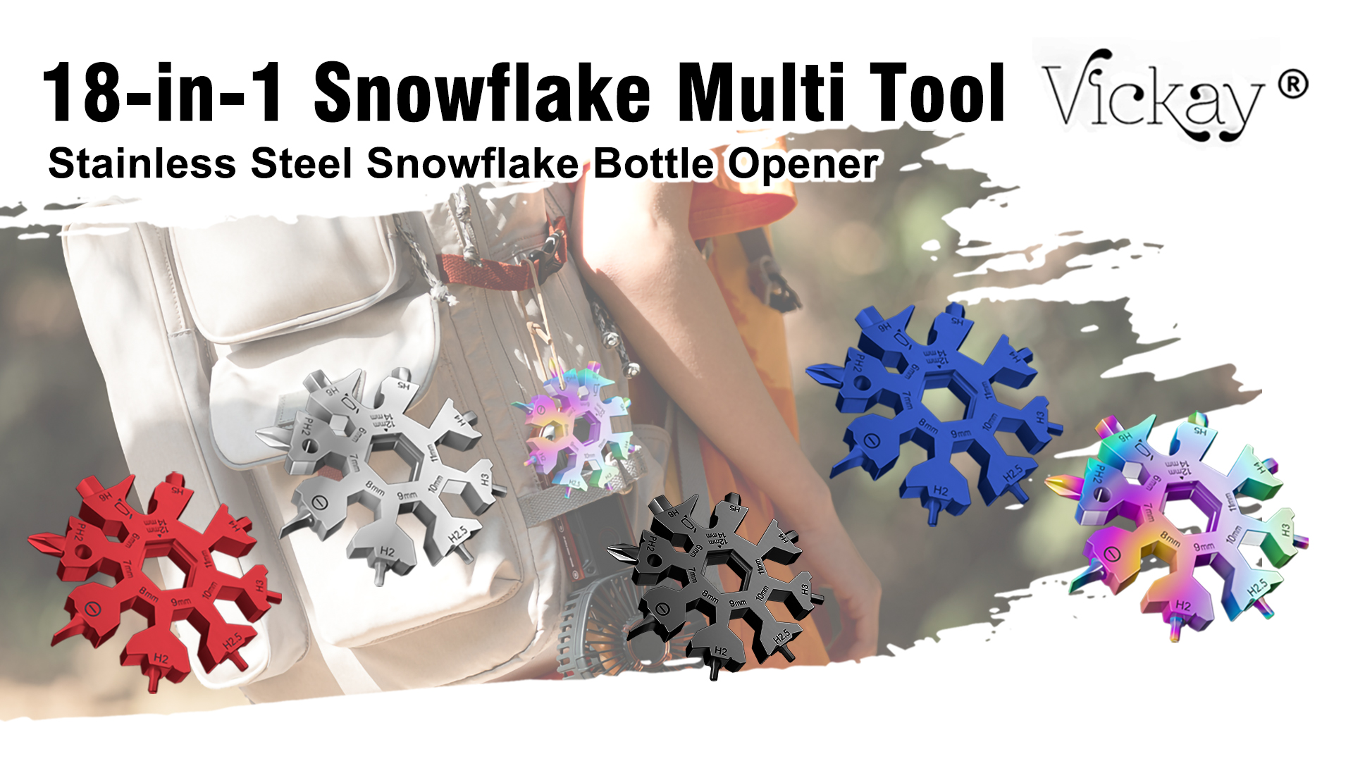 Vickay 2 Pack 18 in 1 Snowflake Multi Tool, Phillips Flat