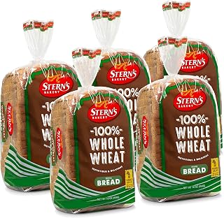 Stern’s Bakery 100% Whole Wheat Sliced Bread, 5 Pack 16oz Loaves - Kosher Dairy-Free Nut-Free Sandwich Bread