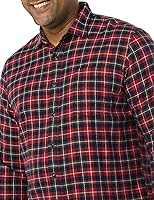 Vista 53 de Yaxa Essentials Camisas de franela de manga larga para hombre, corte ajustado, a cuadros con botones