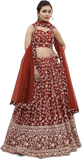 Zeel Clothing Women's Georgette Embroidered Fabric
