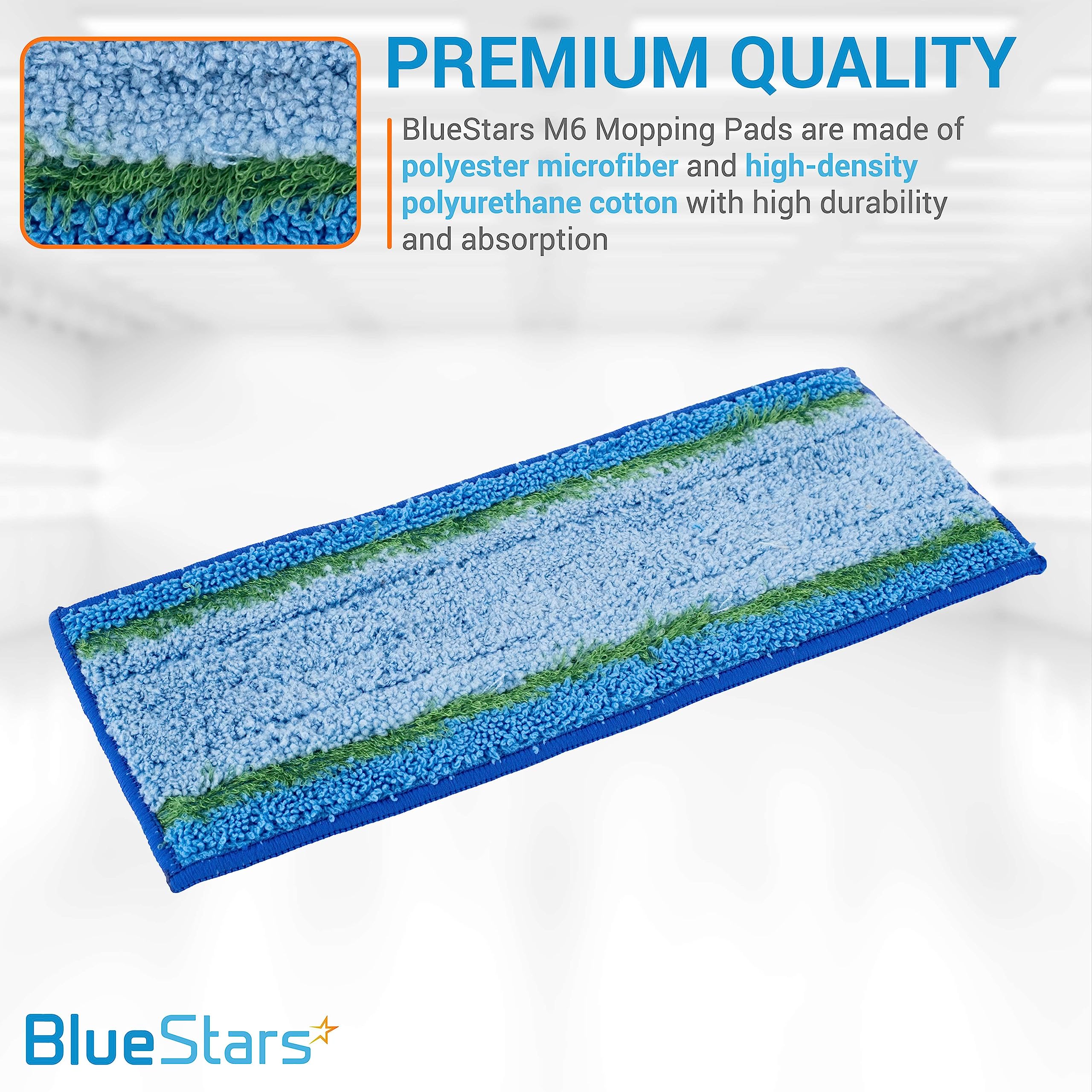 BlueStars 8 Pack Reusable Wet Mopping Pads For IRobot Braava Jet M6 (6110, 6012, 6112) Robot Mop - Blue