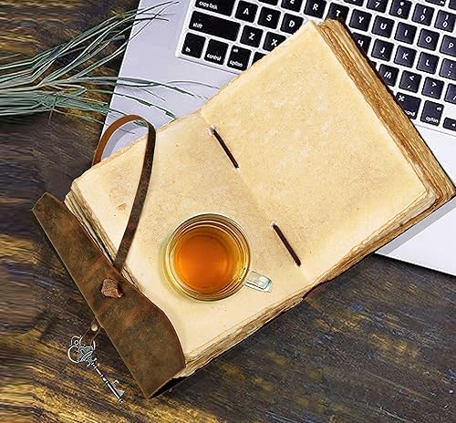 Miniatura 7 de cuero Diario vintage de cuero con brújula, diario encuadernado a mano con borde de cubierta, cuaderno de bocetos de cuero, gran regalo para hombres