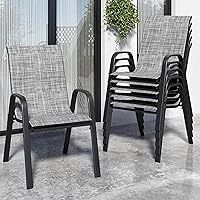 Vimstora Patio Chairs Set of 6 Stackable Outdoor Dining Chairs, All-Weather Textilene Fabric & Rust-Resistant Metal Frame for Backyard Deck Garden