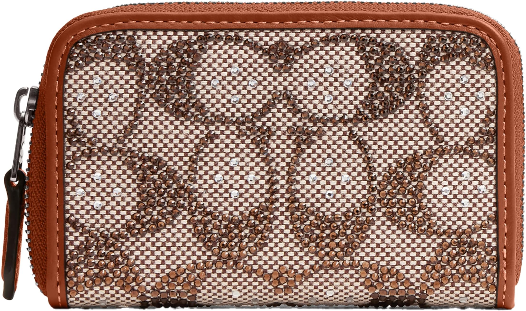 Women's Crystal Signature Jacquard Essential Small Card Case, LH/Burnished Amber, One Size