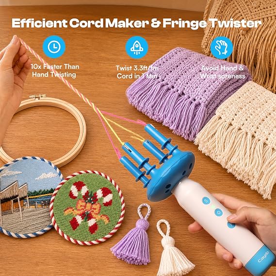 Caydo Cord Maker Fringe Twister Machine T1, Cording for Needlepoint &Sewing