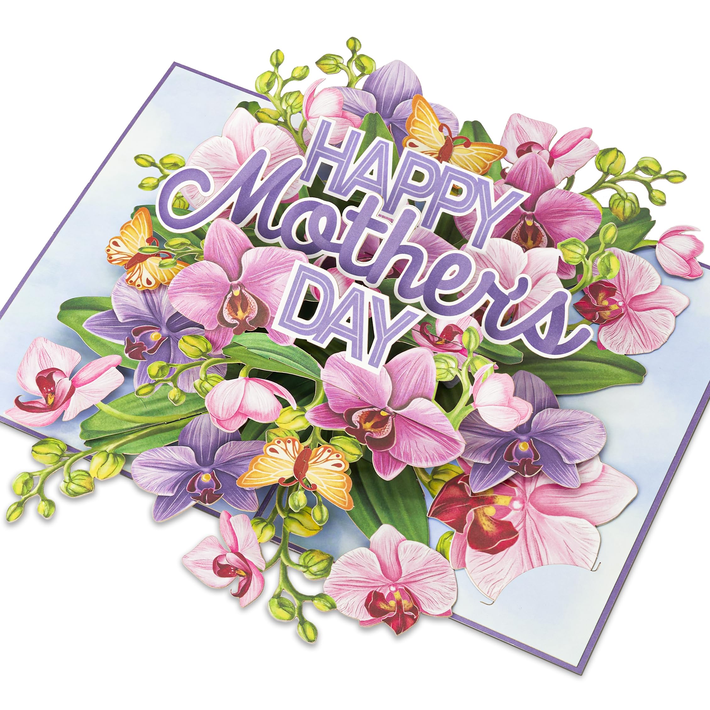 Mothers Day Pop Up Cards, Happy Mother's day, Orchid, Butterfly, 3D Greeting Cards, Gift for Mom, Godmother, Stepmom, Sister, Mother in law, Wife, 5x7 - Includes Envelope And Message Note