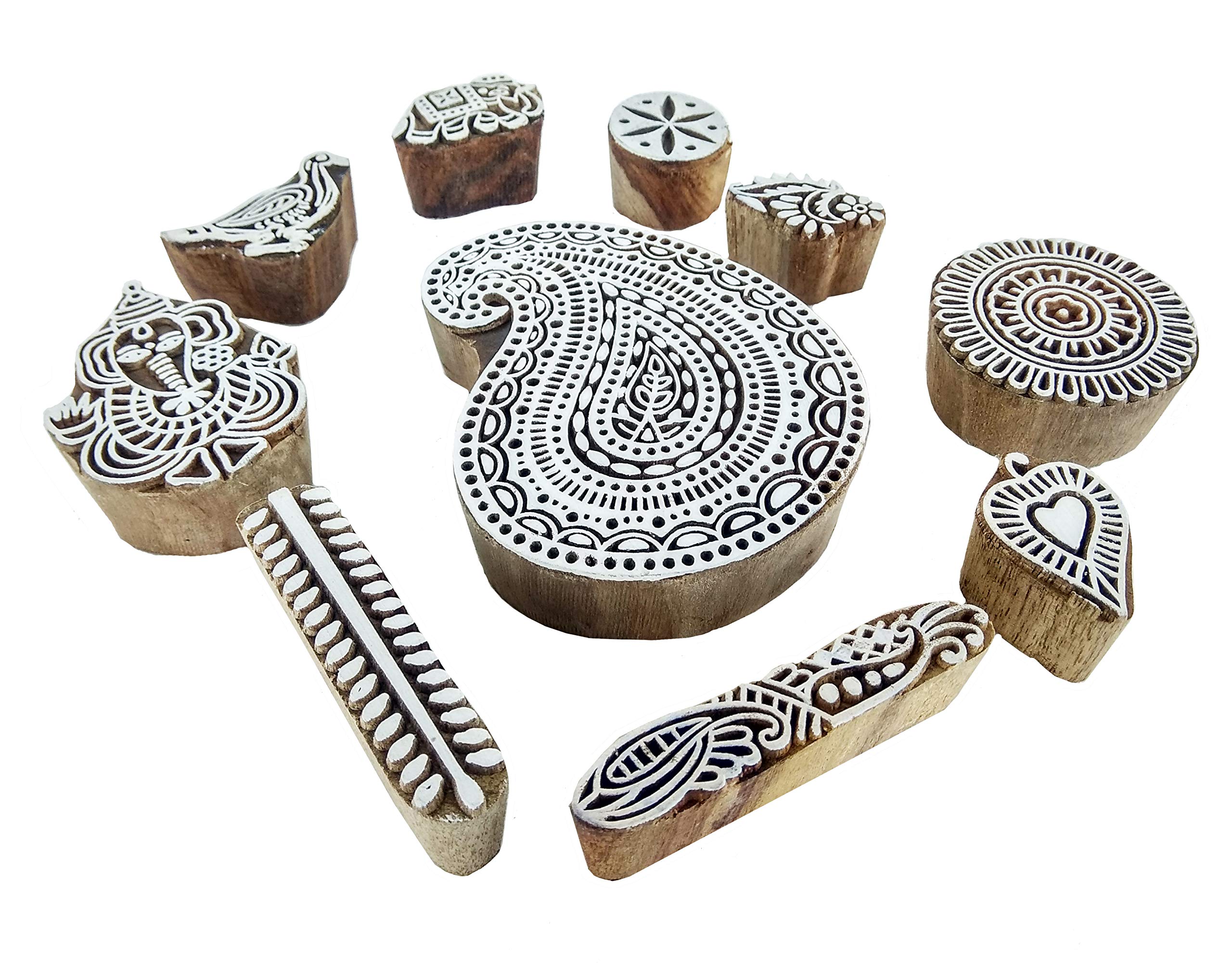 Rastogi Handicrafts Drewniane klocki do drukowania ręcznie rzeźbione do drukowania tkanin, ceramiki, rękodzieła, tatuażu ciała, scrapbookingu nadruk drewniana pieczątka wykonana z drewna (Design_D)