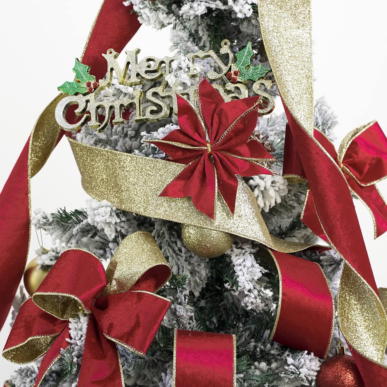 HUIHUANG Red Velvet Wired Christmas Ribbon 2.5 inch 10 Yards image 3