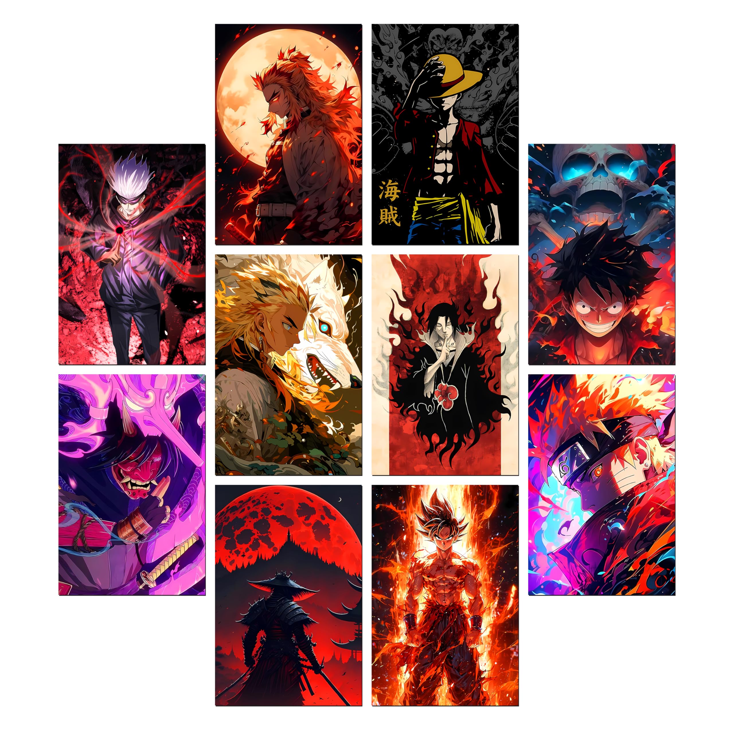MODERN GALLERY MART Pack of 10 Anime Posters – A4 Size (8.3 x 11.7 inch) | Aesthetic Wall Art Prints for Bedroom, Living Room, Office & Gift (ANIME_1)