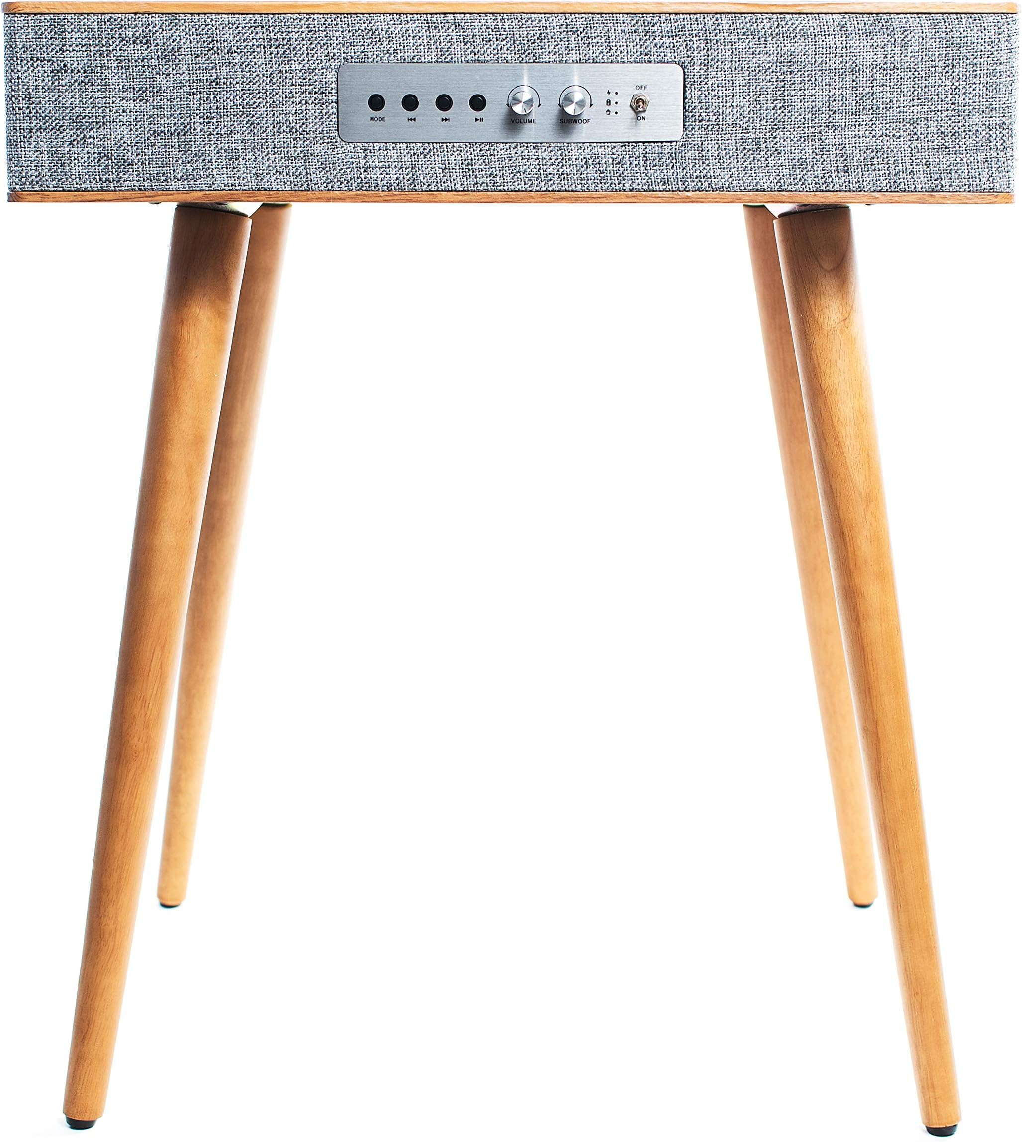 Sierra Modern Home Classic Speaker Table with Built in Wireless Charging , Walnut