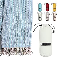 Vista 31 de BAY LAUREL Turkish Beach Towel with Travel Bag 39 x 71 Quick Dry Sand Free Lightweight Large Oversized Towels Light - (Aqua with Blue Floral Bag)