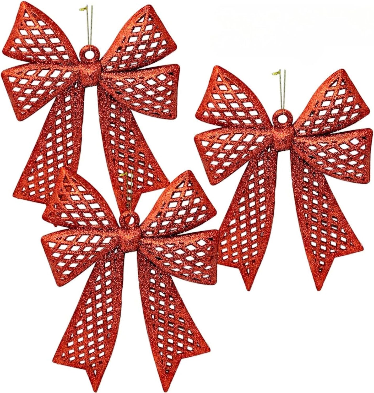 Amazon.com: Large Red Glitter Christmas Bows Set of 3 – 13.5 Inch ...