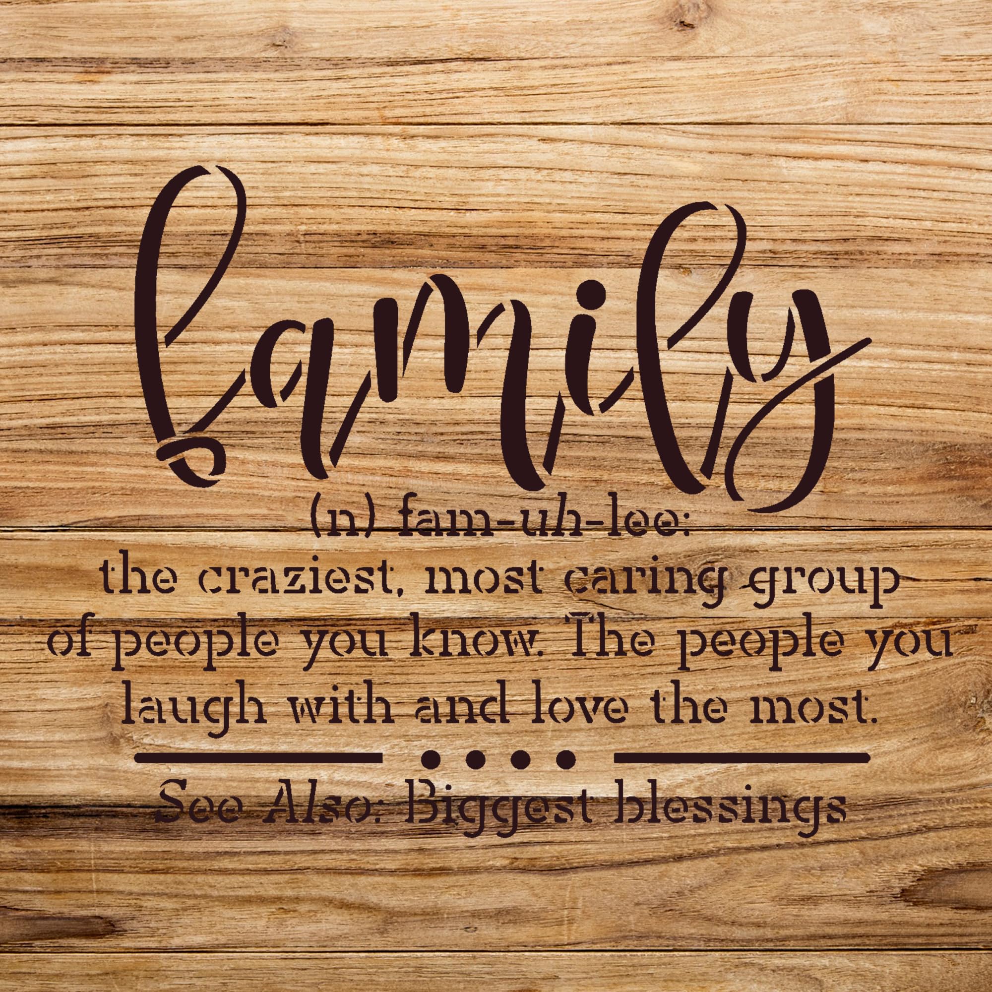 Family Definition Stencil for Home Decor and Crafts, Inspirational Love Laugh Blessing Design, Ideal for Walls, Wood, and DIY Projects - Size A2 (23.4