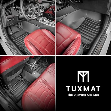 TuxMat - for Kia Stinger AWD 2018-2023 Models - Custom Car Mats - Maximum Coverage, All Weather, Laser Measured - This Full Set Includes 1st and 2nd Rows