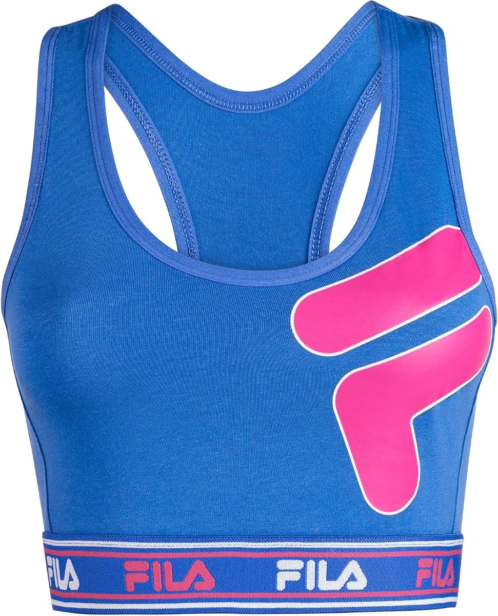 Sujetador deportivo de algodón con espalda cruzada y logo clásico para mujer