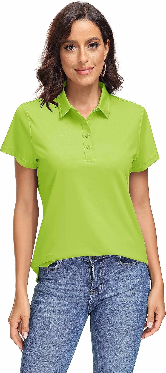 MAGCOMSEN Women's Polo Shirts UPF 50+ Sun Protection 4 Buttons Casual Work Quick Dry Short Sleeve Collared Golf Shirt - Image 2
