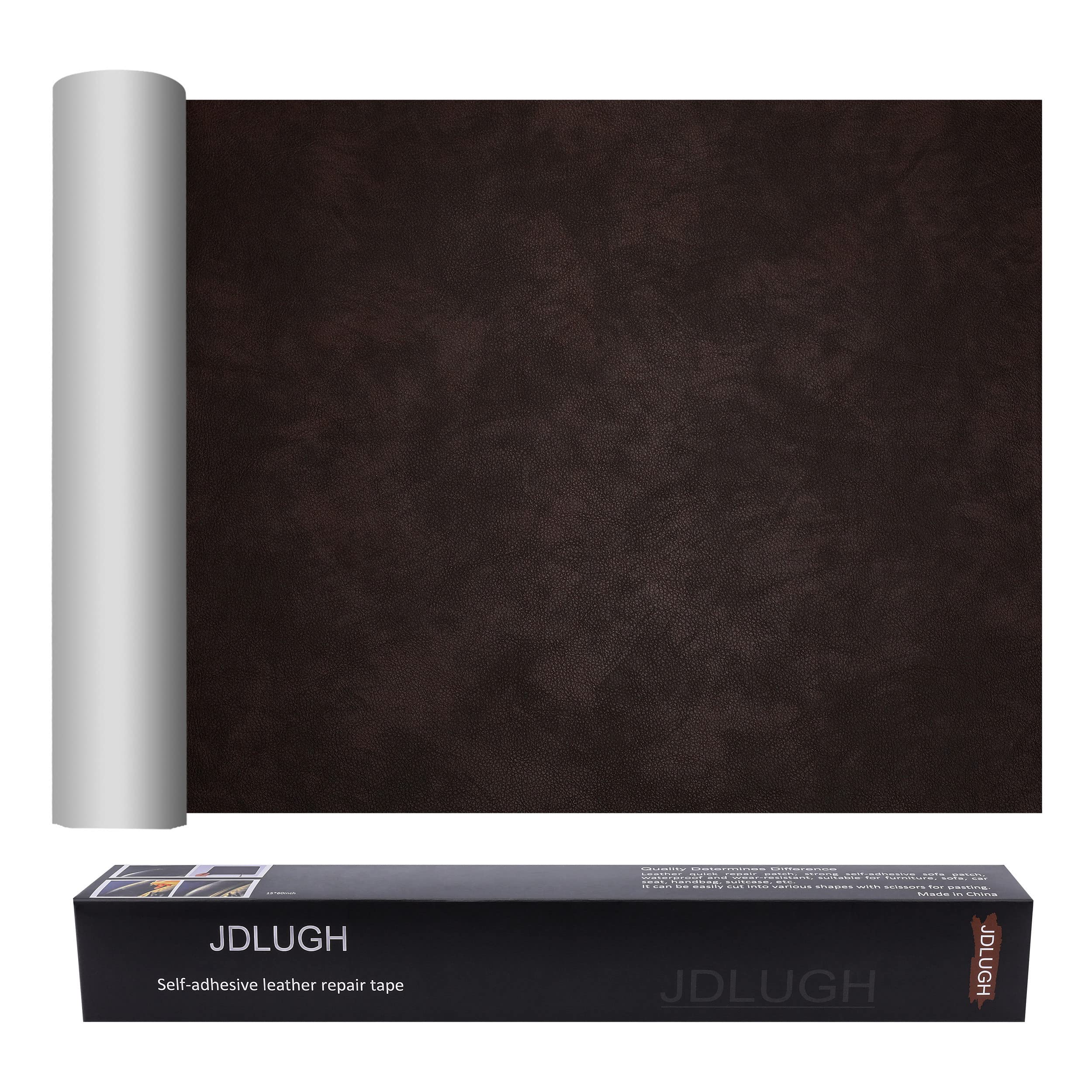 Sofa Leather Repair Patch Tape, Large Self Adhesive Couch, Car Seat, Office Chair, Leather Furniture, Vinyl Repair Patch Kit for Furniture (15x60 Inch, Dark Brown)