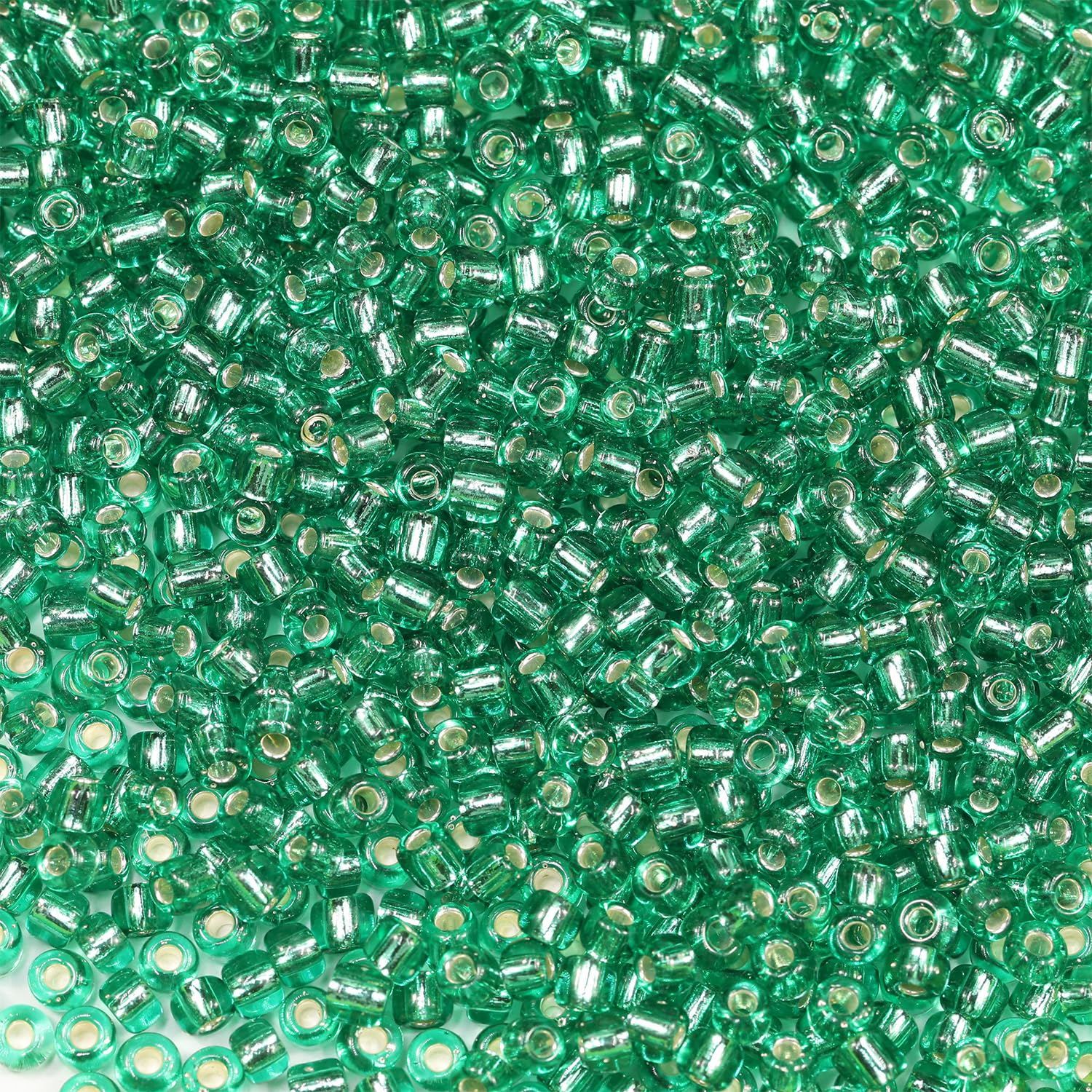 Bala&Fillic Size 6/0 Glass Seed Beads Malachite Green Color 4mm Transparent Silver Lined Seed Beads for Making Bracelet Necklace and Jewelry About 1200pcs/100g (Malachite Green)