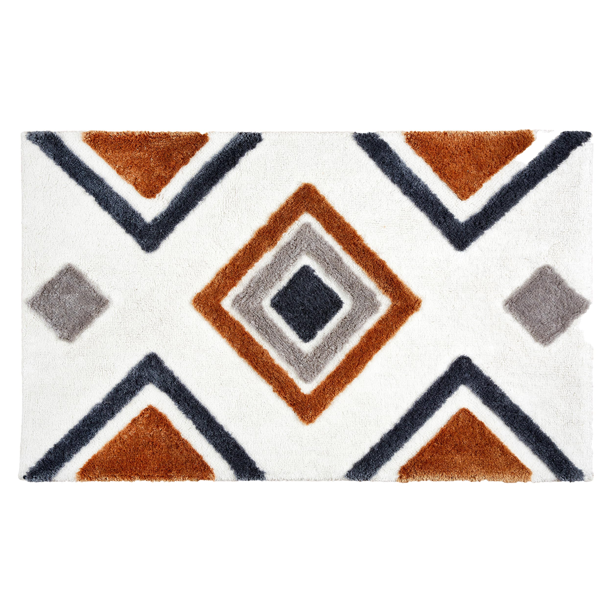 Schöner Wohnen Kollektion Alfombra de baño Blanca Ethno 60x90 cm - Alfombra de baño Antideslizante - Alfombra de baño Lavable y secable en Secadora - Alfombra de Ducha Cuarto de baño | Alfombrilla de baño suave blanca con diseño de alfombra de baño grande