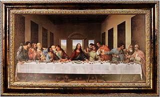 Mom’s Art Studio - Last Supper Wall Decor 46.5 X 28 Inches, Leonardo Da Vinci Reproductions, Museum Look Art Framed, Artist’s Acrylic Coating, Wall Art for Home Decor (Large, Gold Spot)
