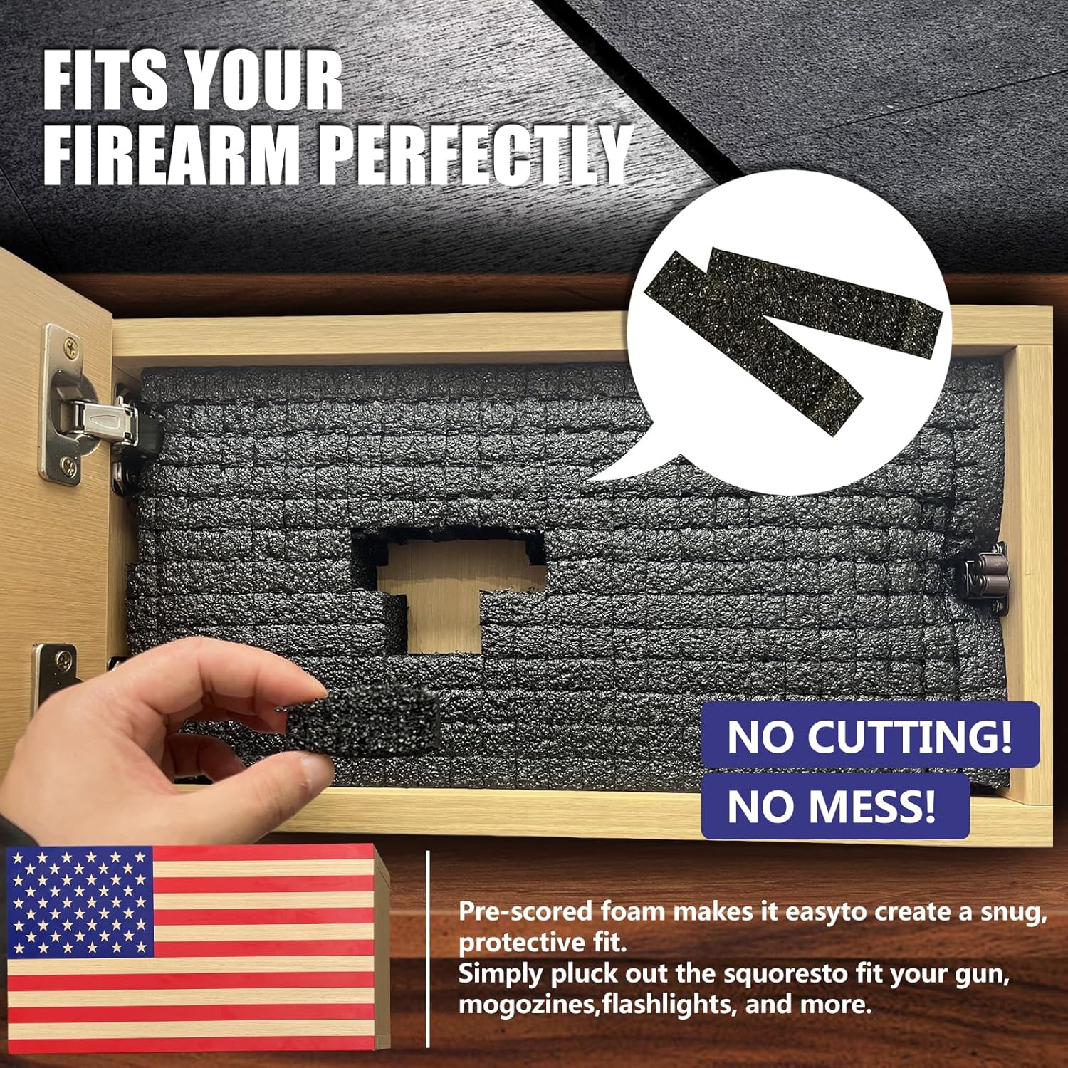 American Flag Gun Cabinet, Designs Hidden Gun Safe, Quick Access Hidden Gun Shelf, Secure and Stylish Storage Solution for Firearms and Valuables in Any Room 16.9 x 9 x 3.9 inches