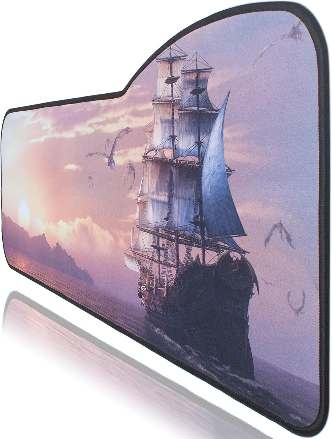 BRILA Extended Mouse pad - Curve Design Gaming Mouse pad - Stitched Edges & Skid Proof Rubber Base - 29" x 13.8" x 0.12" X-Large Mouse Keyboard Desk Mat for Computer Laptop (Sail Ship)