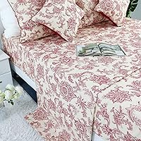 Vista 59 de FADFAY Juego de sábanas de rosas rojas, ropa de cama vintage floral de rosas elegantes, ropa de cama estilo rústico, 100% algodón egipcio percal