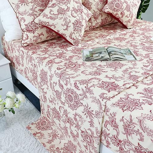 FADFAY - Textiles para el hogar sabana floral estilo rústico sábanas estilo floral hermoso para cama matrimonial individual y queen juego de 4 piezas