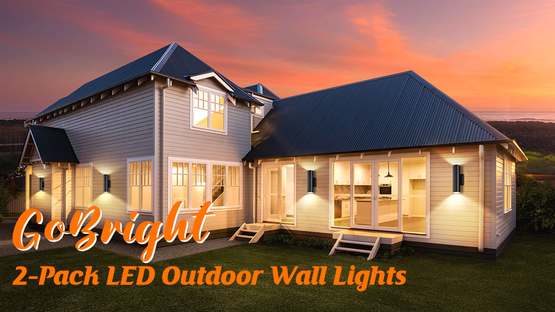 Image of 2-Pack Dusk to Dawn LED Outdoor Lighting, 12W Outdoor Wall Light Fixtures | Modern 2700K Porch Lights Wall Mount, Black Exterior Lighting Fixtures, Waterproof Outside Lights for House, Patio