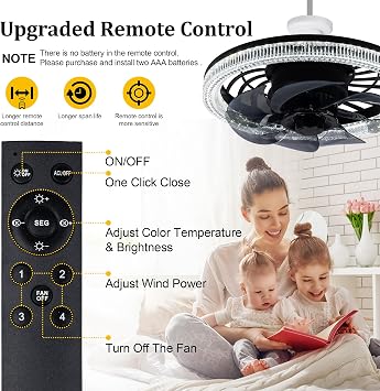 Socket Ceiling Fan Light,Bulb Socket Fan with Remote,Dimmable E26 Base Ceiling Fans with Lights for Bedroom,Screw in Fan and Light Combo,Mini Small Ceiling Fan with Light,Recessed Light Fan Lamp
