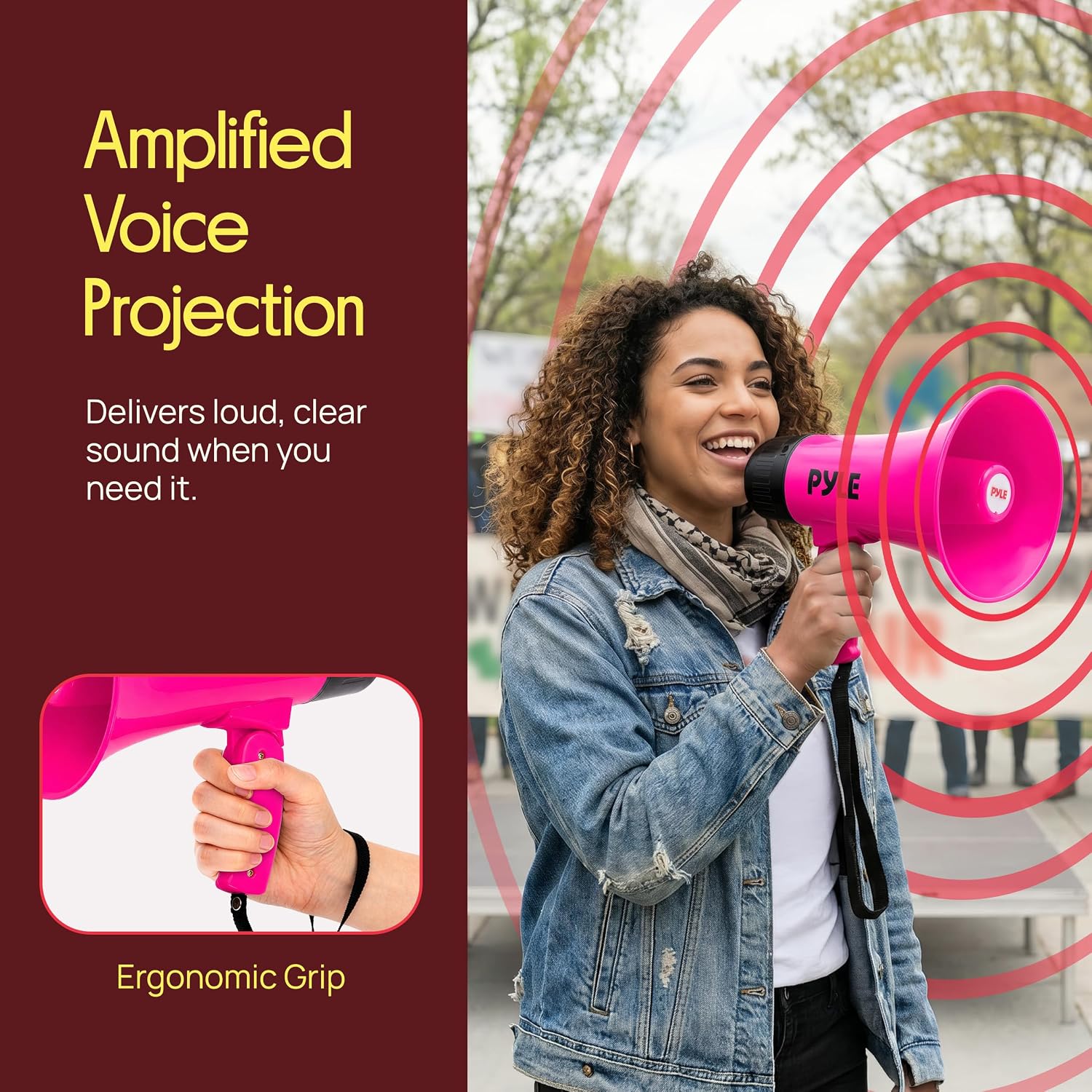 Pyle Megaphone Speaker 30W | Rechargeable Bullhorn Megaphone with Shoulder Strap, Siren, Bluetooth & Voice Changer | 600 Yard Range | Record & Playback | Weather-Resistant Design | USB-C Charging