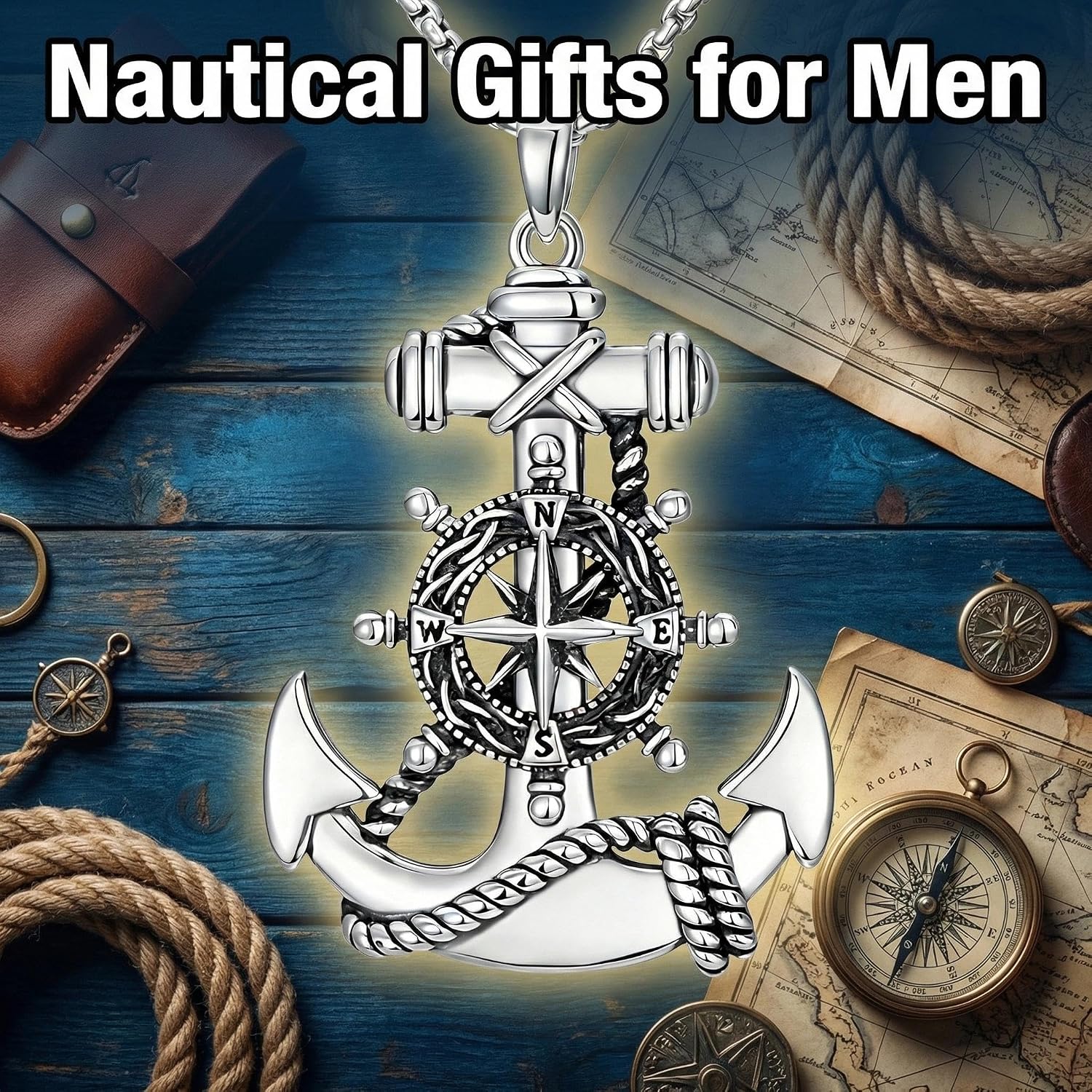 Anchor Necklace Nautical Sailing Pendant Jewelry Mothers Day Birthday Sailor Gifts for Men Women
