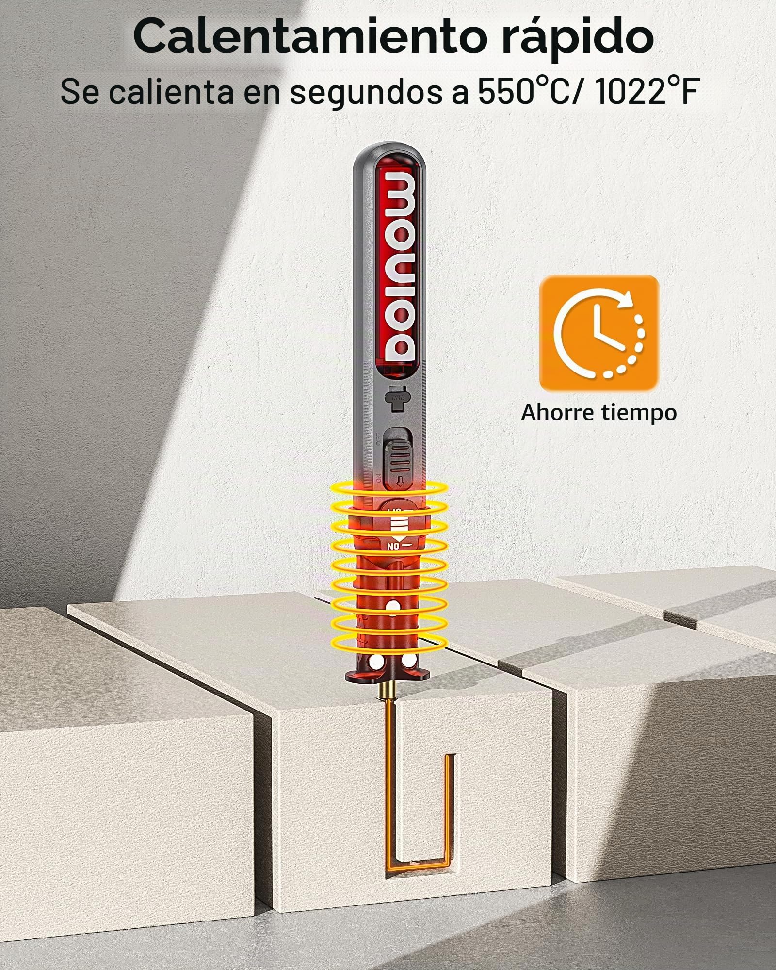 Cortador de poliestireno eléctrico, batería, alambre caliente 550 ℃, espuma mejorado, luz LED y carga USB-C, dispositivo para tallar