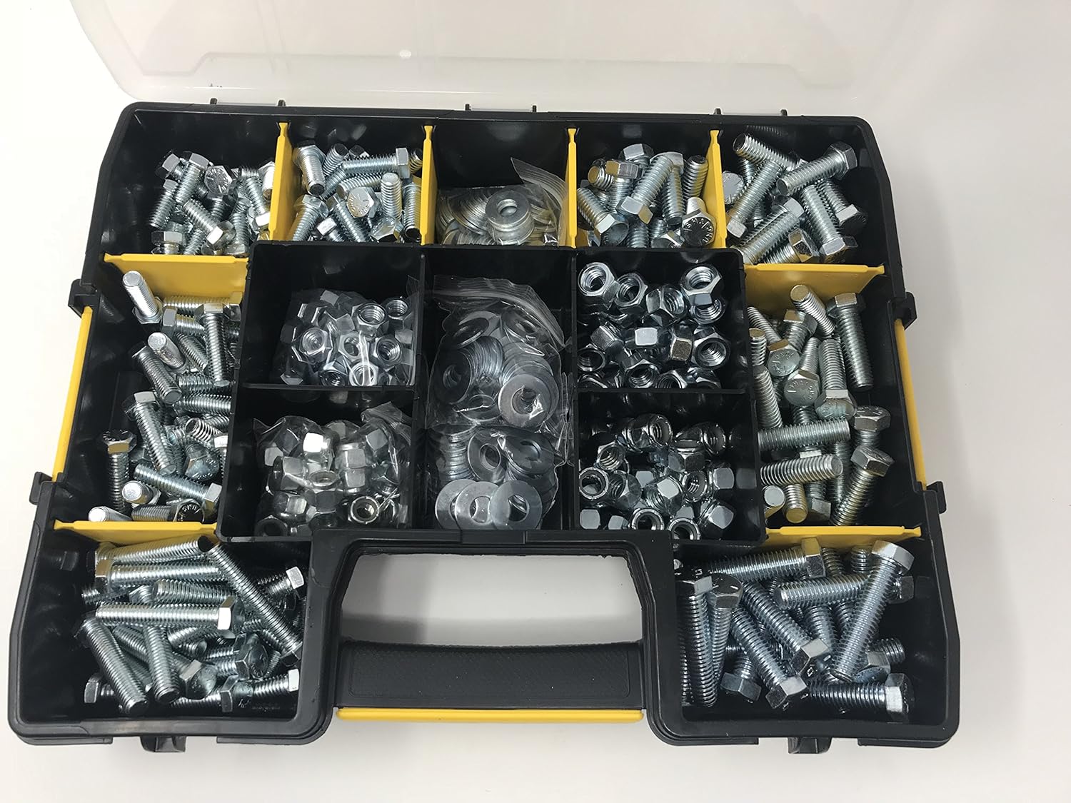 450 Piece Stanley Box 3/8 & 7/16 UNC ZINC Nuts Bolts and Washer