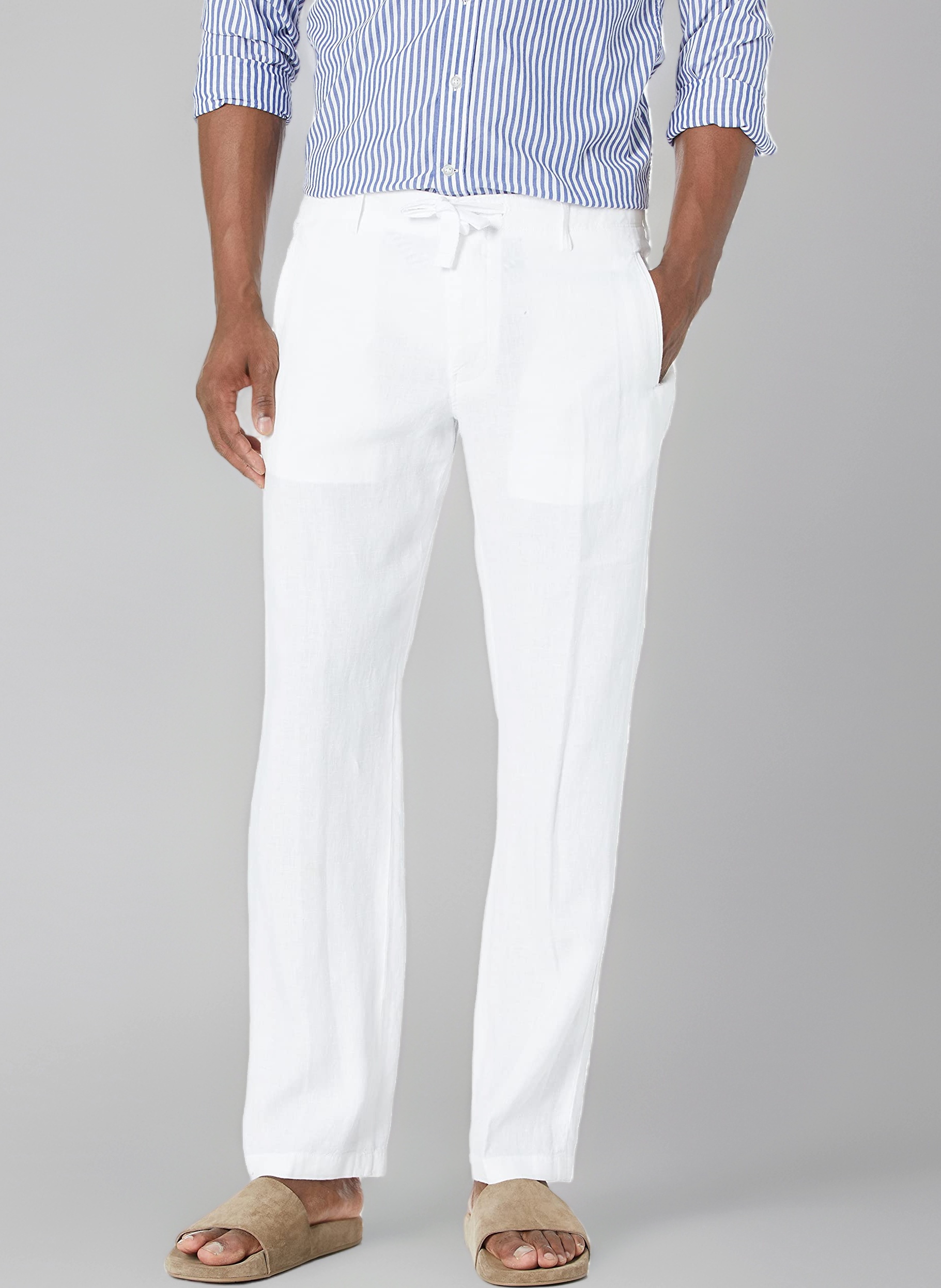 Perry Ellis Men's Drawstring Linen Pant Casual Pants