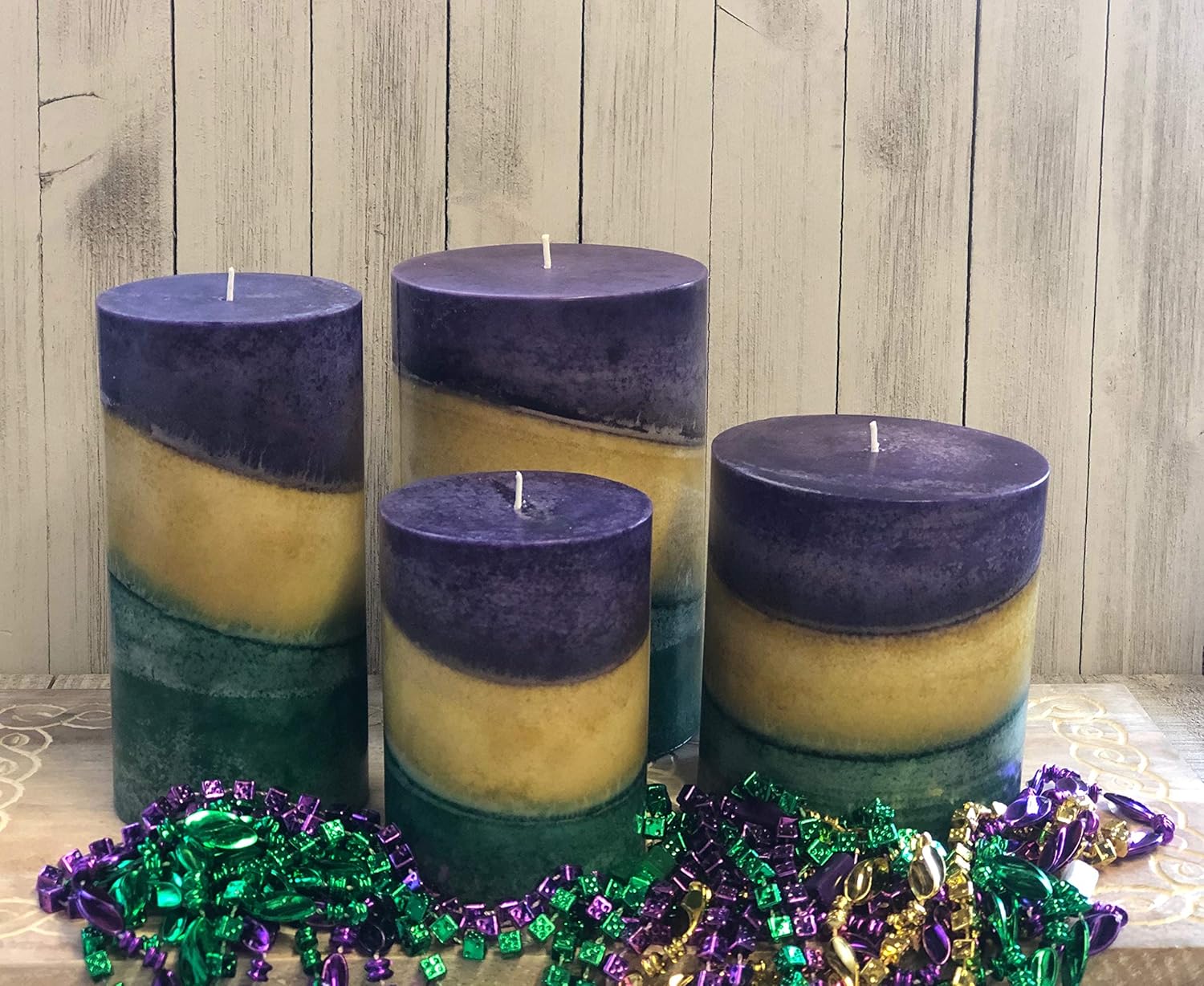 Wicks N More Mardi Gras Scented Pillar Candles (3x6)