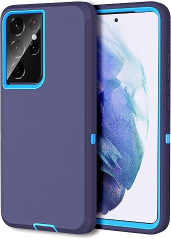 MXX Case Compatible with Galaxy S21 Ultra Case, 3-Layer Super Full Heavy Duty Body Bumper Cover/Shock Protection/Dust Proof, Designed for Samsung Galaxy S21 Ultra 5G 6.8 Inch 2021 Blue