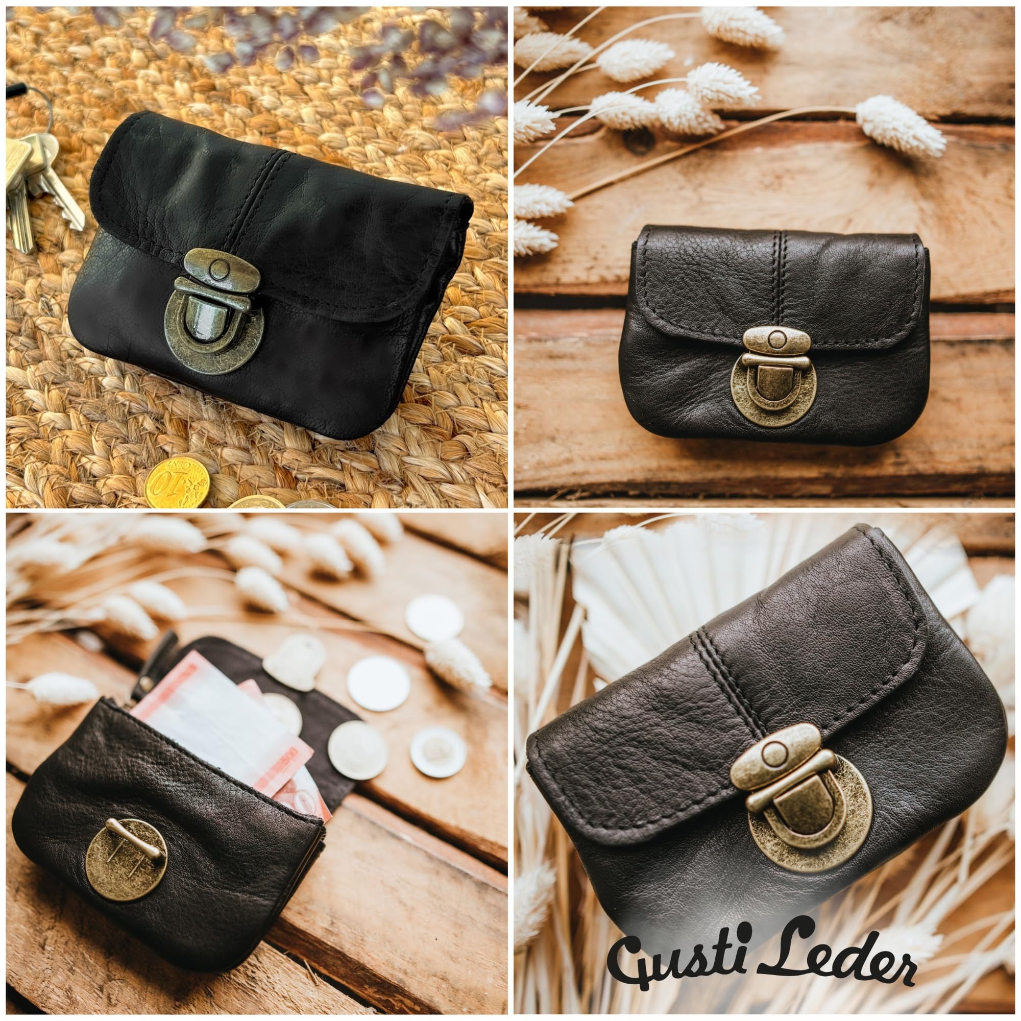Gusti Pochette Eskil en Cuir pour Ceinture Porte-Monnaie Noir Cuir