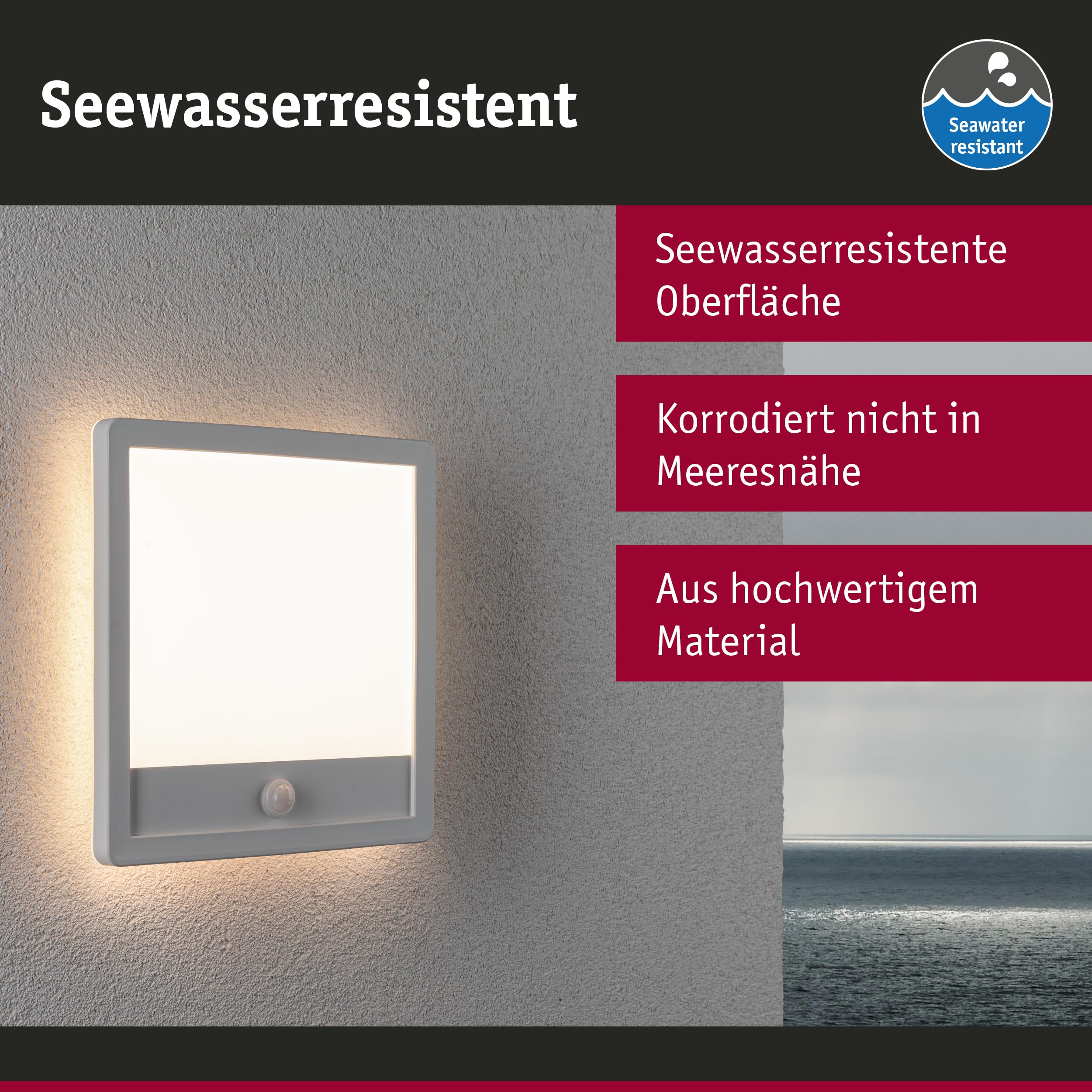 Paulmann Lamina LED Außenleuchte Panel IP44 eckig 14,5W Warmweiß 3000K